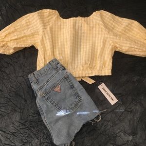 Urban Outfitters Yellow and White checkered shirt